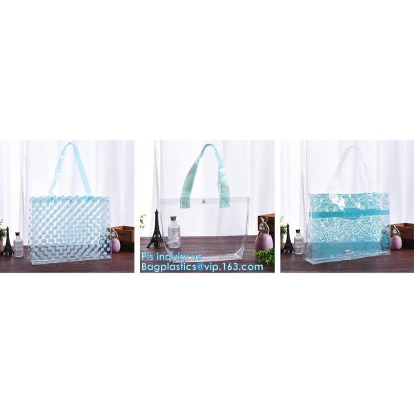pvc shoulder bag large capacity tote bag for women, laser shoulder bag pvc leather tote bag, Studded Clear Tote/PVC shou