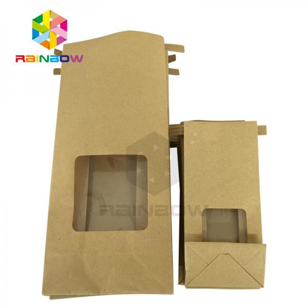Clear Window Front Square Bottom Bleached Customized Paper Bags For Tea