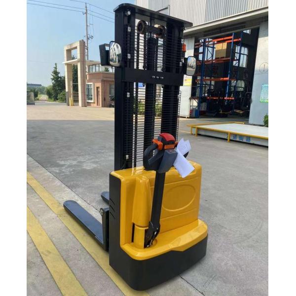 1500kg 3000mm Full Electric Walkie Stacker With Reverse Rearview Mirror And Buzzing Sound