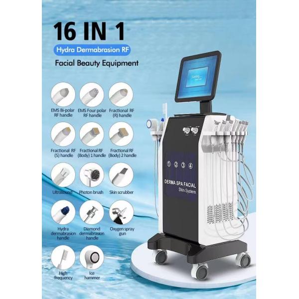 16 In 1 Hydrodermabrasion Facial Machine EMS High Frequency Ultrasonic RF Face Skin Care