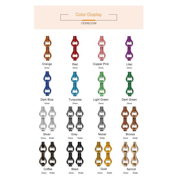 Space Divider Anodized Aluminium Chain Link Fly Curtain Double Hook Chain