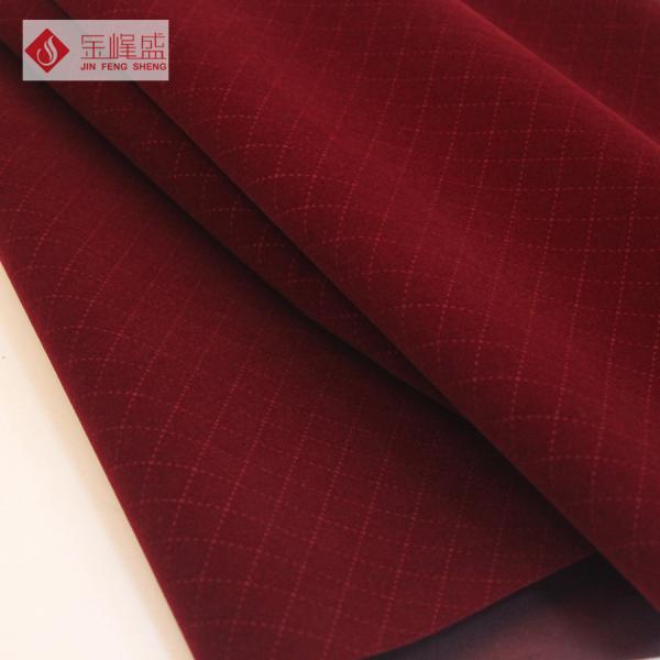 Home-textile Sofa Embossed Velvet Fabric , Red Flocked Velvet Fabric