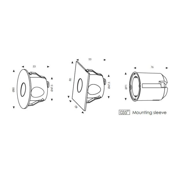 24VDC or 110-240VAC 3W Osram LED Asymmetrical Square Recessed Step Lights CRI 80