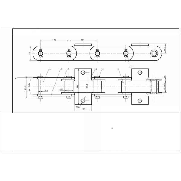 Custom Pitch 100mm Bucket Elevator Conveyor Chain With Attachments