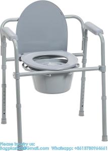 Buy cheap Folding Steel Bedside Commode Chair, Portable Toilet, Supports Bariatric Individuals Weighing Up To 350 Lbs product
