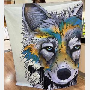 China Lavish Home Blanket With Wolf Pattern Plush Soft Blanket For Couch Sofa Bed 50” X 60” on sale