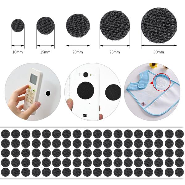 Custom 12mm Dia Self Adhesive Hook and Loop Dots with High Temperature Resistance and Custom Shape Options