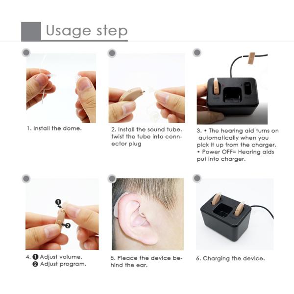 BTE Open Fit Digital Hearing Aids Peak Gain 40dB With Rechargeable Batteries