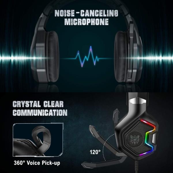 onikuma 2.2m 117dB Deep Bass Gaming Headphones With Mic