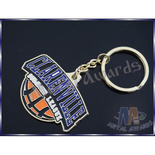 Waterproof Custom Metal Key Chains Basketball Keyrings With Split Ring