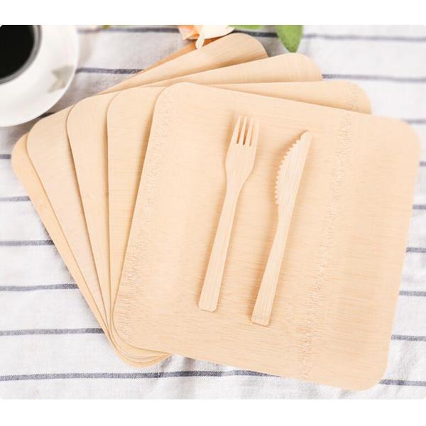 Indoor Bamboo Biodegradable Disposable Tableware Plates Practical Eco Friendly