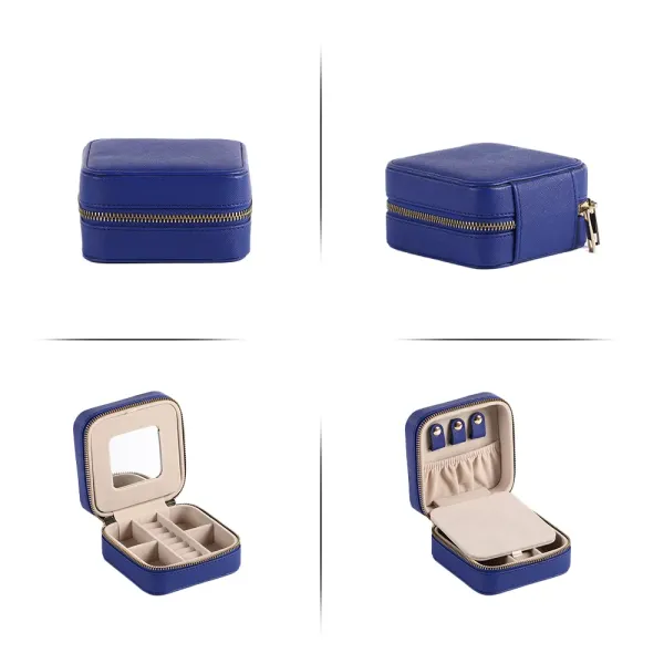 Customizable Logo Handmade PU Leather Jewelry Organizer Square Shape For Storage