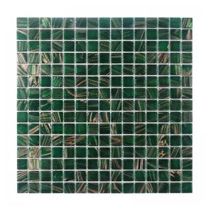 Buy cheap Classical Retro Style Green Glass Mosaic Tiles With Gold Line Bathroom Toilet Background Wall Tiles product
