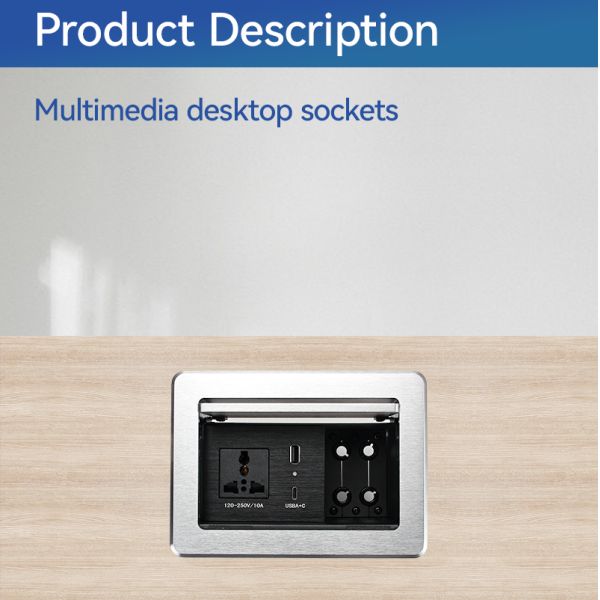 Recessed Pop Up Audio Visual Box Multimedia Socket Outlet 65W USB