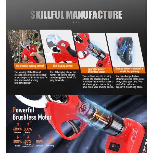 35mm Lithium Battery Pruning Scissors Pruner Garden Tools Electric Shears Cutting