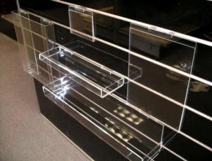 Supermarket Transparent Acrylic Display Shelves / racks 4mm showcase cosmetic