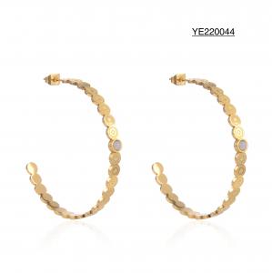 China OEM ODM Stainless Steel Gold Earrings Delicate Hexagonal Pearl Shell Earrings on sale