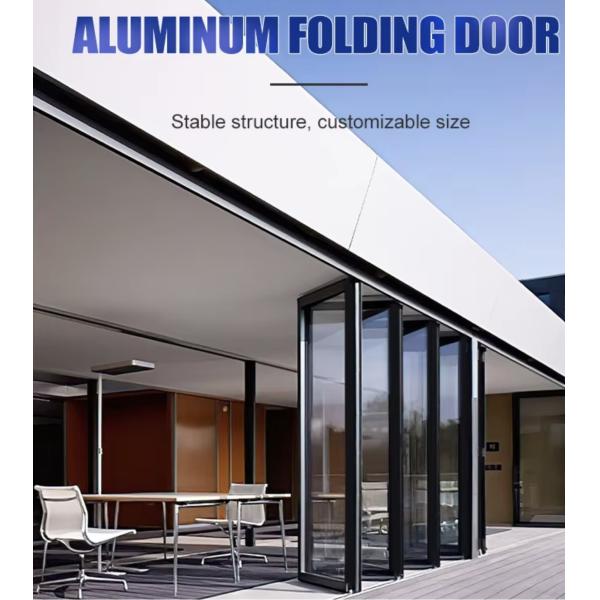 Foldable Sliding Aluminium Doors And Windows Tempered Glass For Shop Waterproof