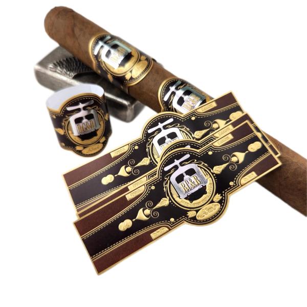 Embossing Thick Paper Cigar Label Printing Anti Counterfeit 3d Sticker Printing Brand Rings