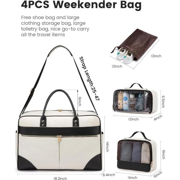 Large Beige Carry On Overnight Duffle Airplane Approved Travel Bag with Laptop Compartment