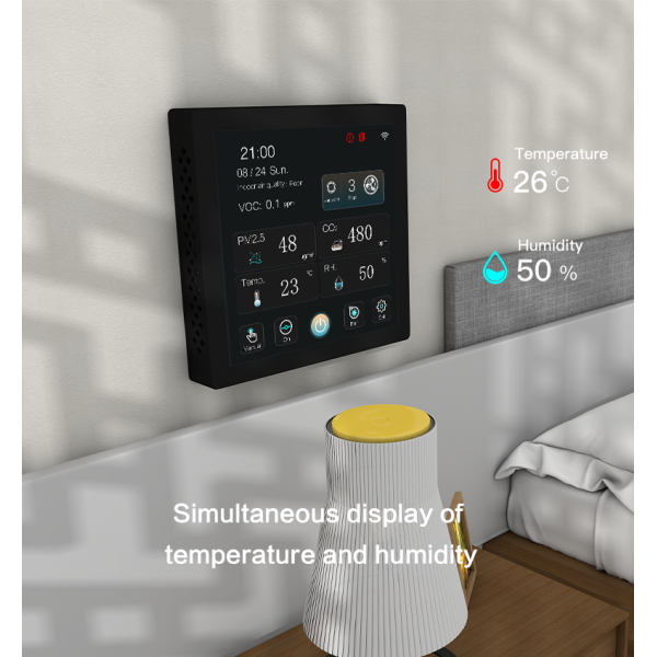4 Inch LCD Color Touch Screen Smart HVAC Controller With CO2 PM2.5 VOC Real Time Monitoring Ventilation System