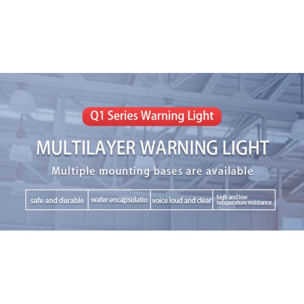 Q1 Series Multi-Layer LED Signal Tower Light with Foldable Base & >95dB Buzzer for CNC Machine Tools