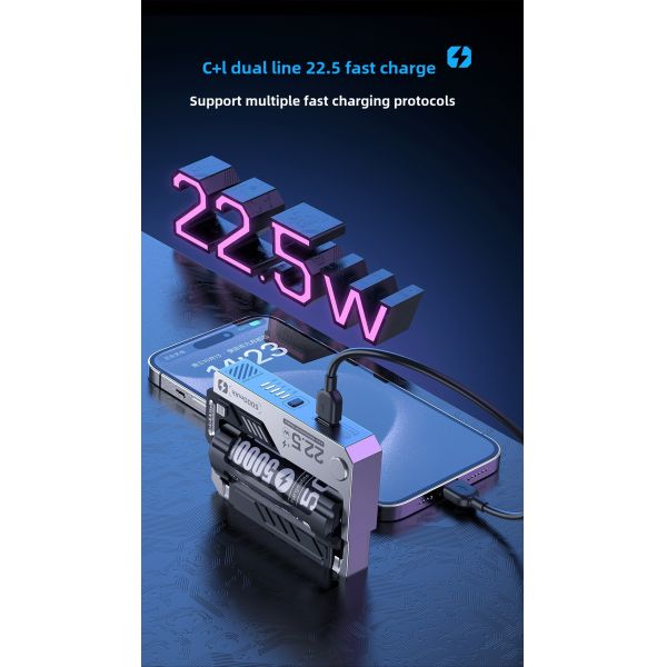 Travel-Friendly 22.5W Support AAA Battery Lithium 21700 Powerbank Removable Battery Portable Power Bank with Replaceable Battery