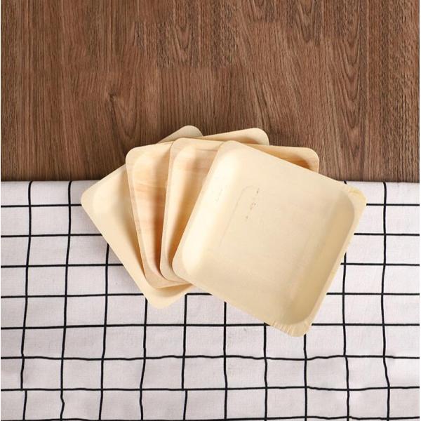 Square Wooden Biodegradable Disposable Tableware Compostable For Wedding