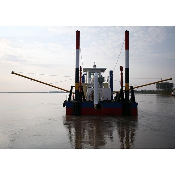 Dredging Vessel Red Color Designed To Dig To A Depth Of Twelve Meters