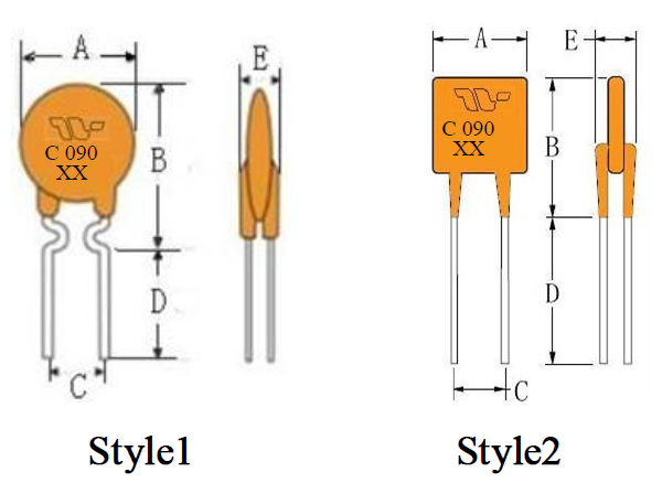 Yellow PPTC PTC Resettable Fuses 60/72v Series For Industrial Controls