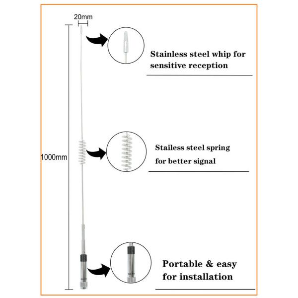 Stainless Steel Indoor 3.0/5.5dBi Am Fm Cb 433mhz Antenna Omni Directional