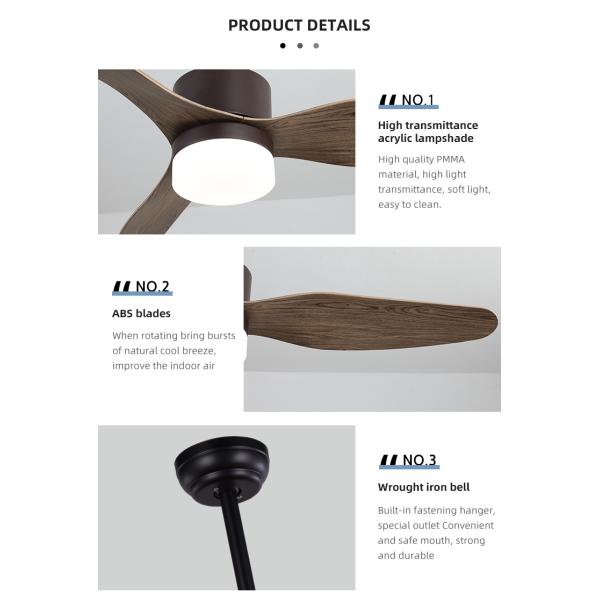 Residential Modern 65W 1500LM 3 ABS Blade Ceiling Fan 47 Inch