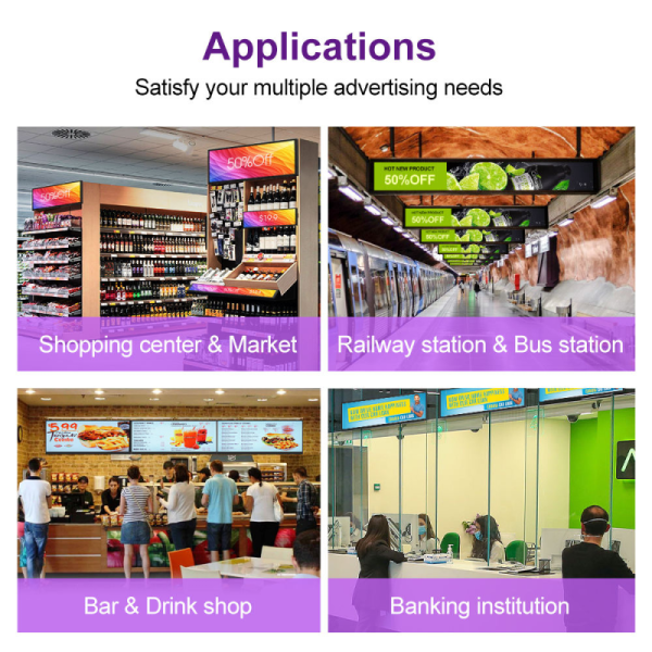 CH LCD Custom Size ultra Wide Stretched Bar IPS Panel Cloud-Based CMS Digital Signage Advertising Display for Supermarket Shelf