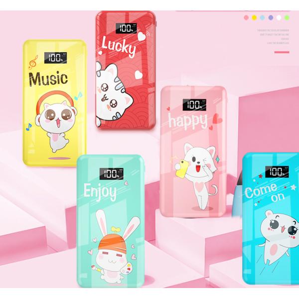 Smart Cute Fantacy Temper Glass Wireless Charging Power Bank With LED Display