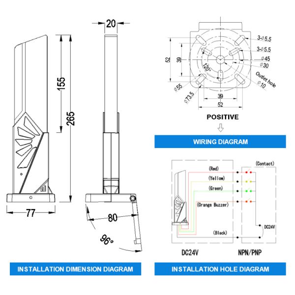 Customized RYG Led Tower Indicator Light For PMMA Material IP50 Protection Grade