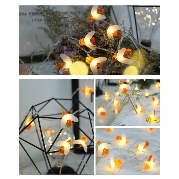 IP54 LED Fairy String Lights Solar Honey Bee Lights Garden Decoration