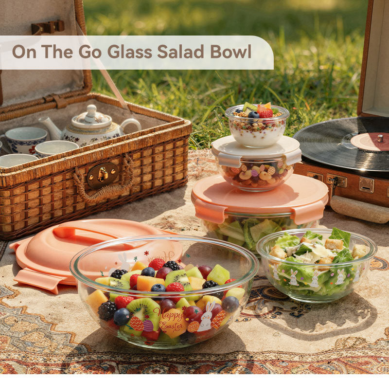 Borosilicate Glass Mixing Bowl Set Stackable with Lids and Temperature Range -40°C to 560°C for Kitchen Use
