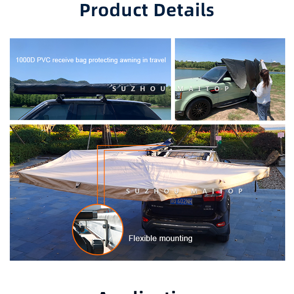 Freestanding 270 Degree Car Awning Tent Quick Opening 2.5m Vehicle Car Shade Canopy