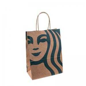 China Fastfood Carryout Handle Paper Bags Custom Logo Design Printing on sale
