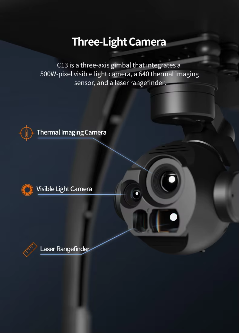 Skydroid C13 Intelligent AI Tracking Three Axis Camera Gimbal 30X Zoom High Resolution Thermal Imaging Durable Plastic Material