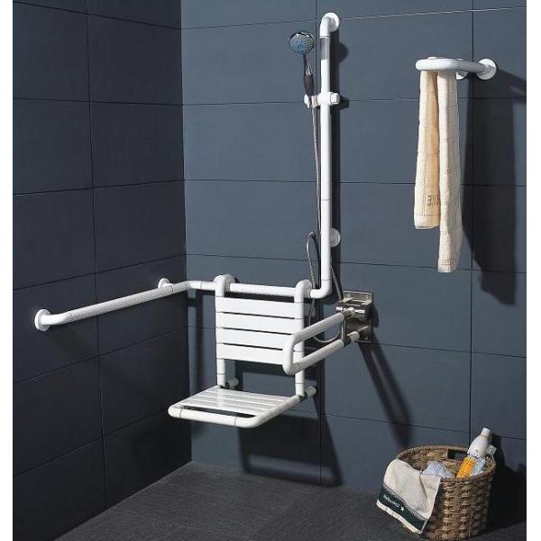 Space Saving Handicap Shower Seat Wall Mount Waterproof Large Weight Capacity