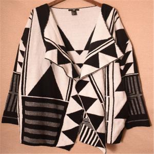 China Black Women'S Printed Cardigan Sweaters 78% Acrylic 22% Polyester on sale