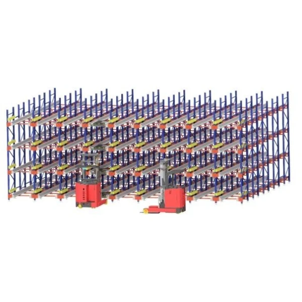 Forklift Operated Warehouse Shuttle Racking System Semi Automated Storage Solution
