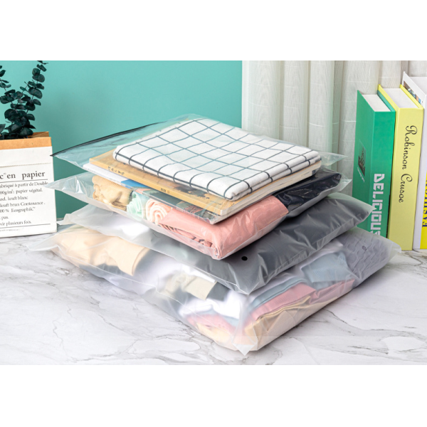 Transparent frosted zipper bag PE clothing plastic bag