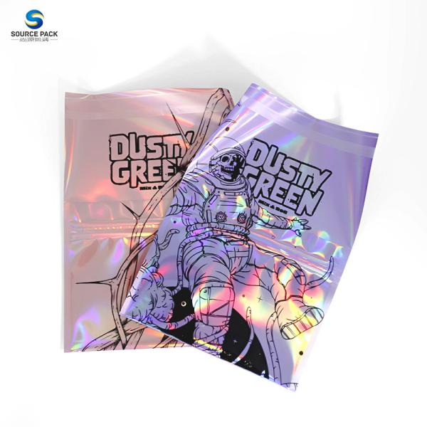 Customized Shinny Tobacco Packaging Pouch Herb Packaging Bag Hologram Laser