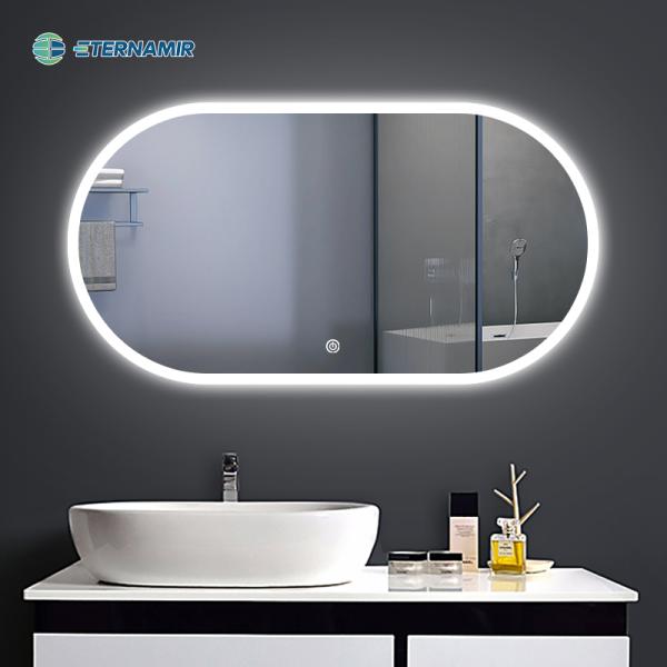 High Definition Bathroom Mirror With Lights Mildew Proof Half Moon Backlit Mirror
