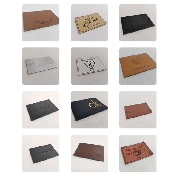 Custom Garment Accessories Suede Microfiber PU Leather Label With Debossed Logo for Shoes Clothes Bags