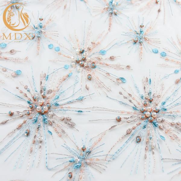 Tulle Embroidery Sequin Lace Fabric Sparkly 20% Polyester For Women Dresses