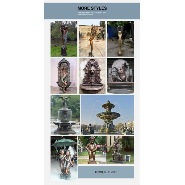 BLVE Life Size Fishtail Horse Bronze Pool Water Fountain Metal Animal Yard Fountains Home Outdoor Garden Decorative