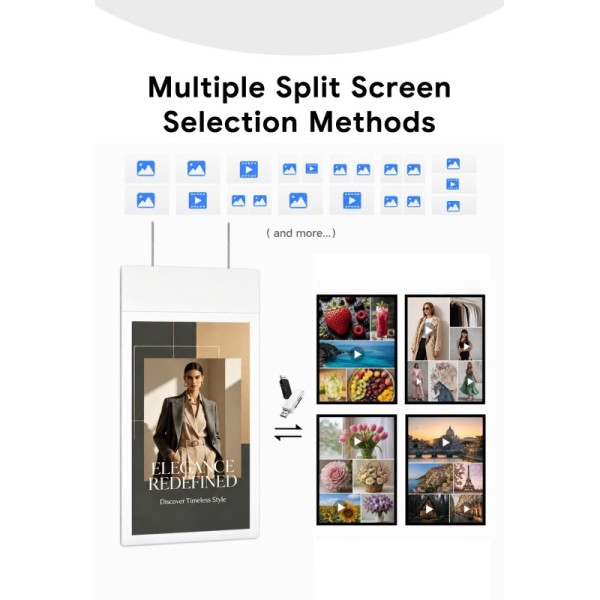 43 55 Inch Double Sided Hanging Digital Signage Ultra Thin Retail Store Window Advertising Display Ceiling Mount Monitor